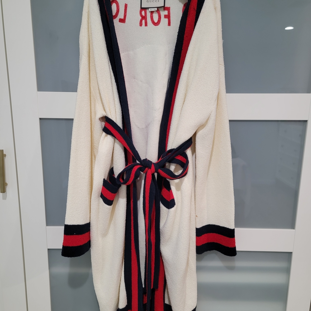Gucci Cream Web Blind For Love Cotton Terry Tiger Embellished Size M
